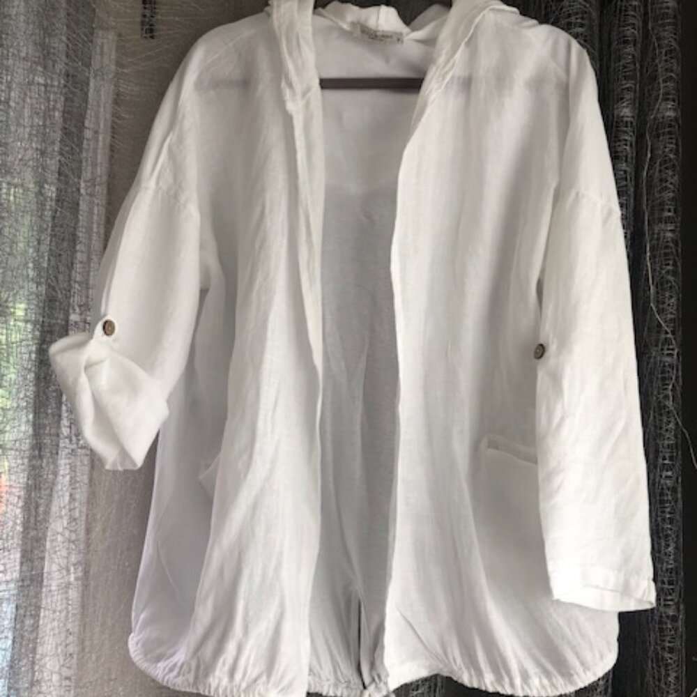 Viola Borghi Women’s White Linen Tunic – 3/4 Sleeve – Made in Italy
